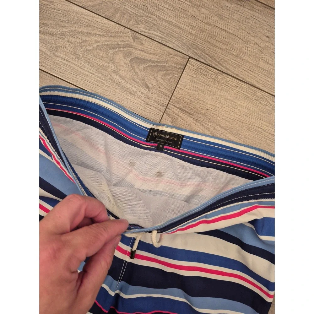 Allen Edmonds Mens Blue Striped Swim Trunks Handcrafted in Spain Size M